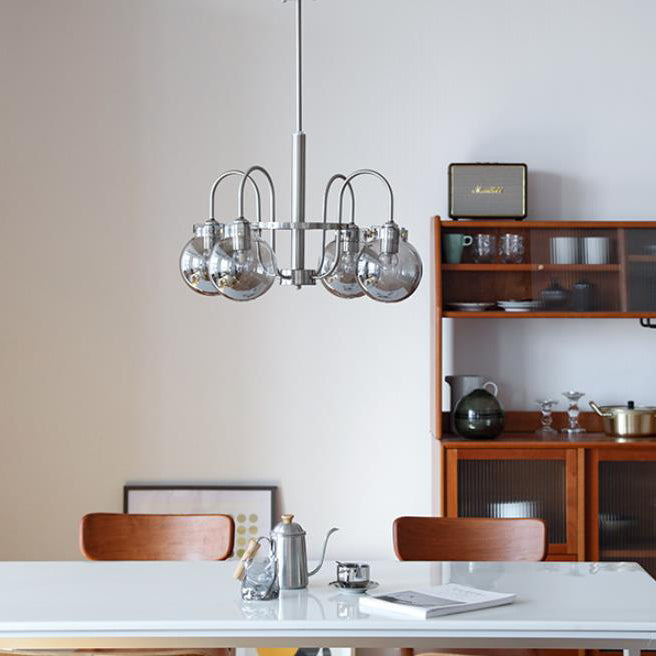 Retro Industrial Edelstahlrahmen Kugelglas 4/6-Licht Kronleuchter 