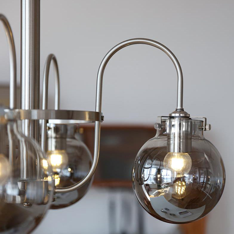 Retro Industrial Edelstahlrahmen Kugelglas 4/6-Licht Kronleuchter 