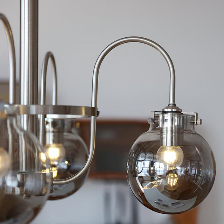 Retro Industrial Edelstahlrahmen Kugelglas 4/6-Licht Kronleuchter 