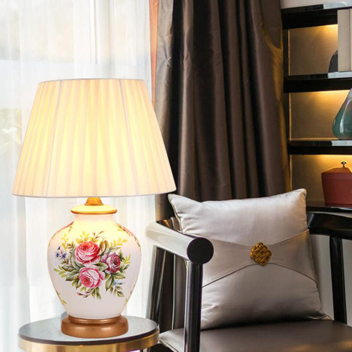 Modern Creative Warm Ceramic Cylindrical 1-Light Table Lamp