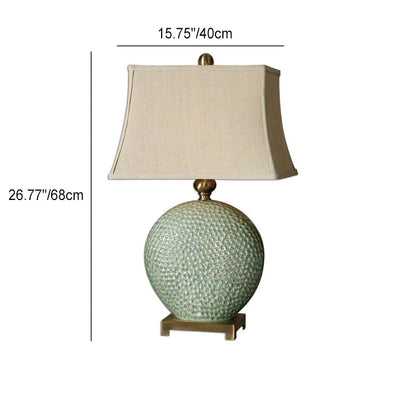 Nordic Creative Light Luxury Ceramic Square Round 1-Light Table Lamp
