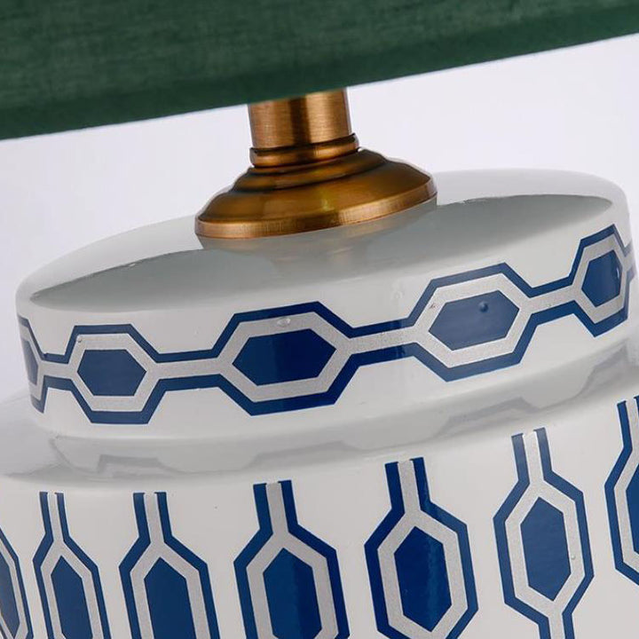 Lampe de table moderne en céramique cylindrique avec matériel en lin à 1 lumière 