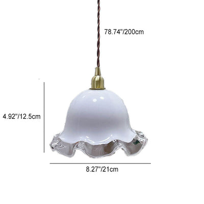 Französische Moderne Minimalistische Florale Messing Glas 1-Licht Pendelleuchte 
