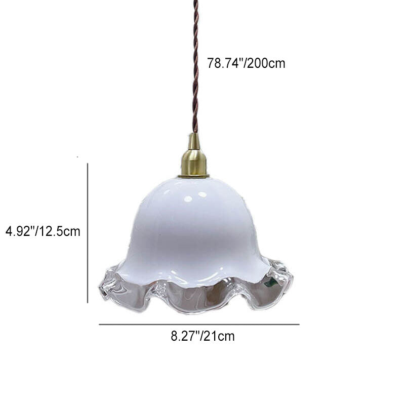 Französische Moderne Minimalistische Florale Messing Glas 1-Licht Pendelleuchte 