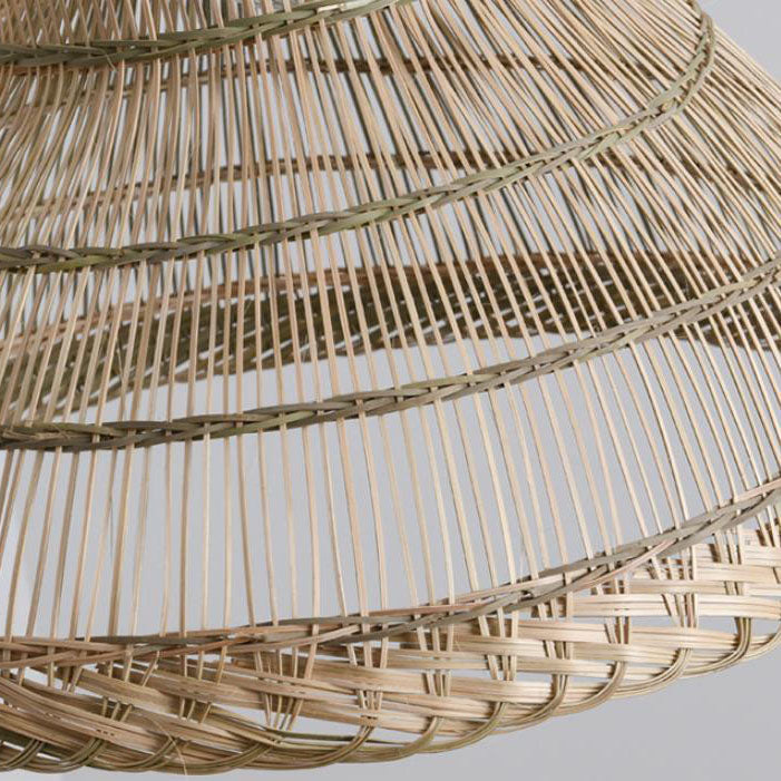 Luminaire suspendu à 1 lumière en cage de tissage en bambou zen chinois 