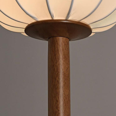 Japanese Zen Rosewood Base Silk Lantern Shade 1-Light Standing Floor Lamp