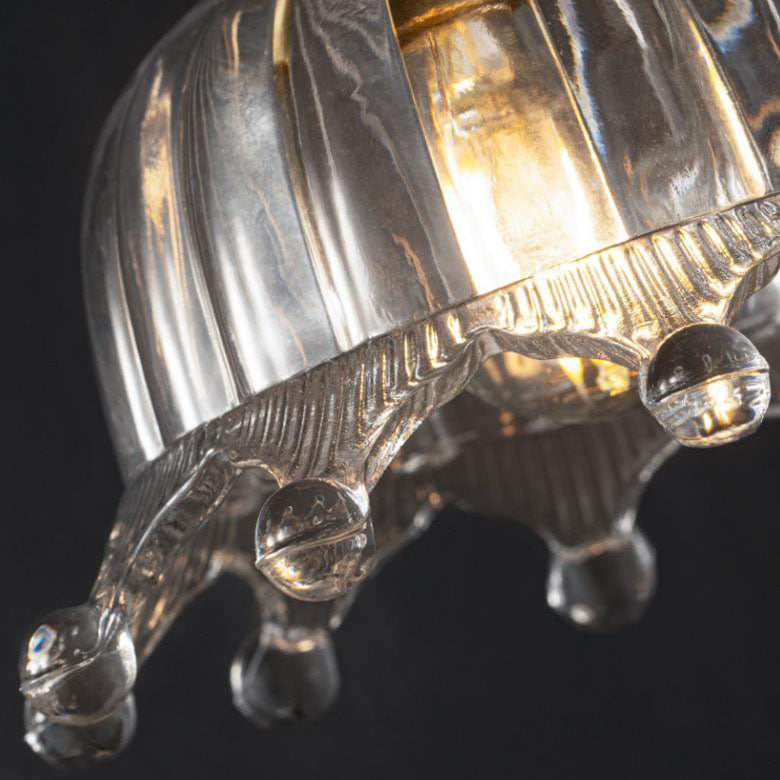 Luz colgante de 1 luz en forma de flor de vidrio de cobre simple de lujo nórdico 
