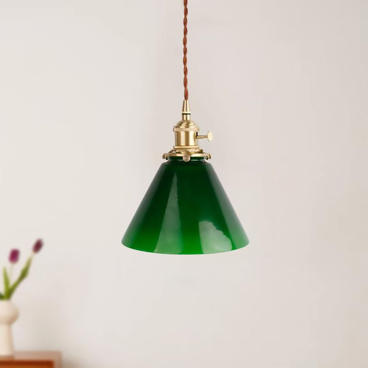 Suspension lumineuse moderne simple en verre émeraude à 1 ampoule 
