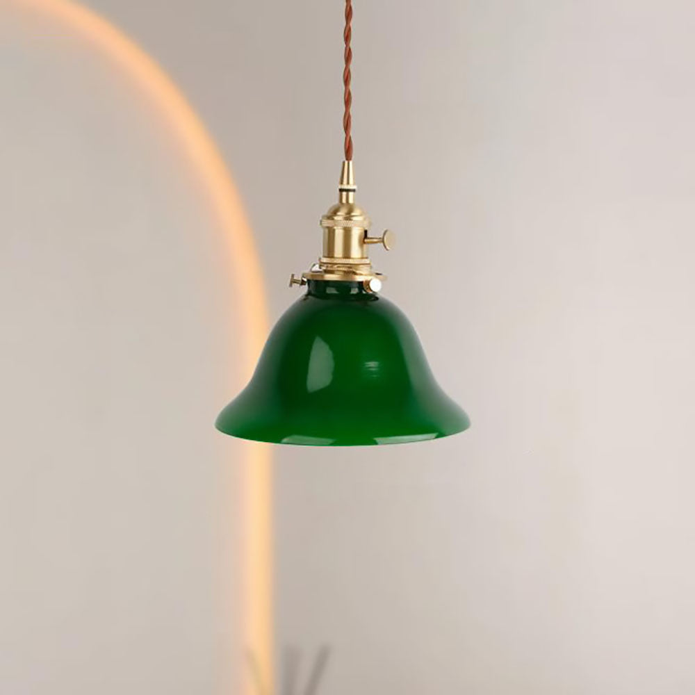 Suspension lumineuse moderne simple en verre émeraude à 1 ampoule 