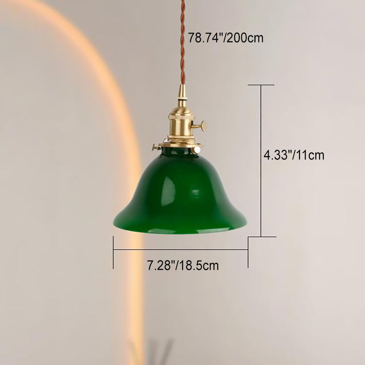 Suspension lumineuse moderne simple en verre émeraude à 1 ampoule 