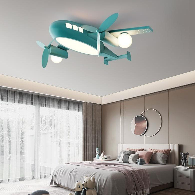 Plafonnier LED en fer forgé avec dessin animé créatif nordique pour enfants, plafonnier encastré pour avion 