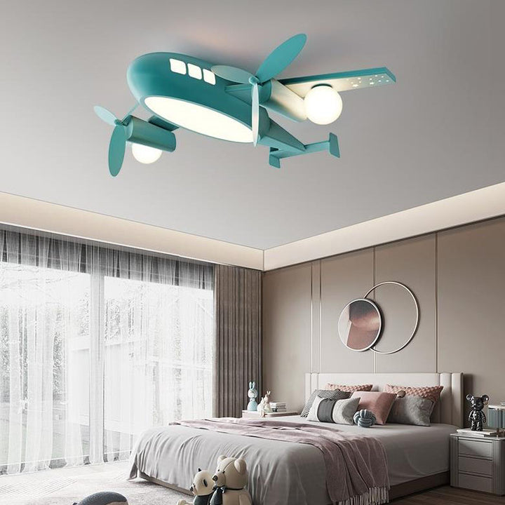 Plafonnier LED en fer forgé avec dessin animé créatif nordique pour enfants, plafonnier encastré pour avion 