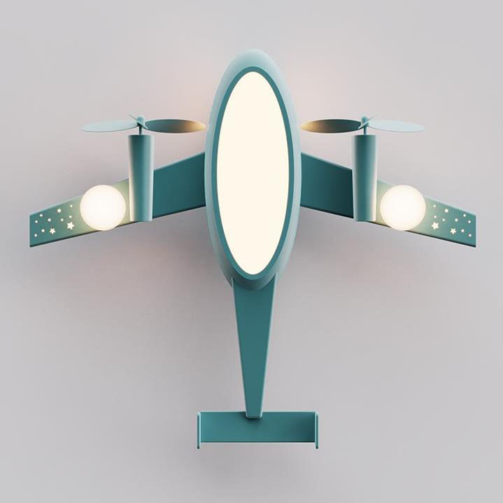 Plafonnier LED en fer forgé avec dessin animé créatif nordique pour enfants, plafonnier encastré pour avion 