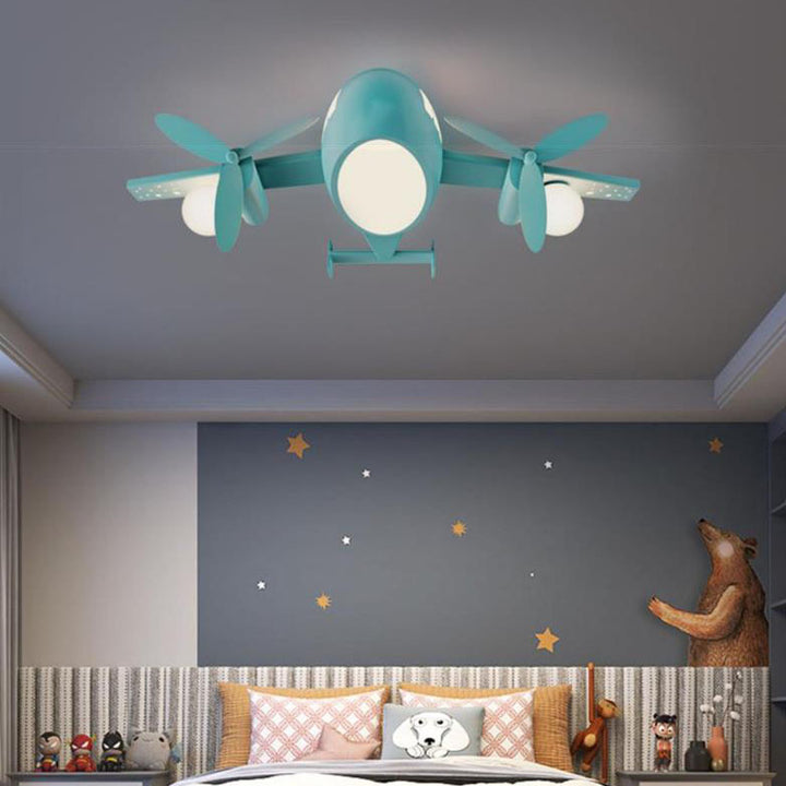 Plafonnier LED en fer forgé avec dessin animé créatif nordique pour enfants, plafonnier encastré pour avion 