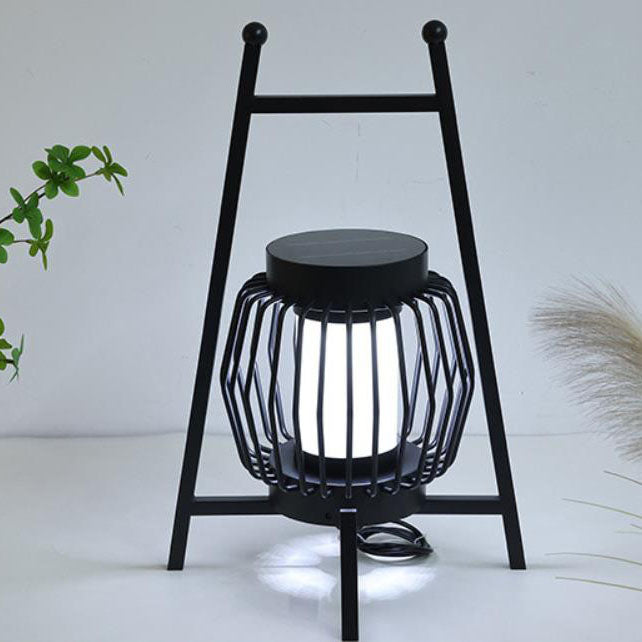 Luz de paisaje LED al aire libre con jaula de acero inoxidable simple y moderna solar 
