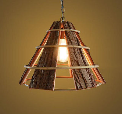 Moderne kreative minimalistische Rattan Grobe Rinde Horn 1-Licht Pendelleuchte 
