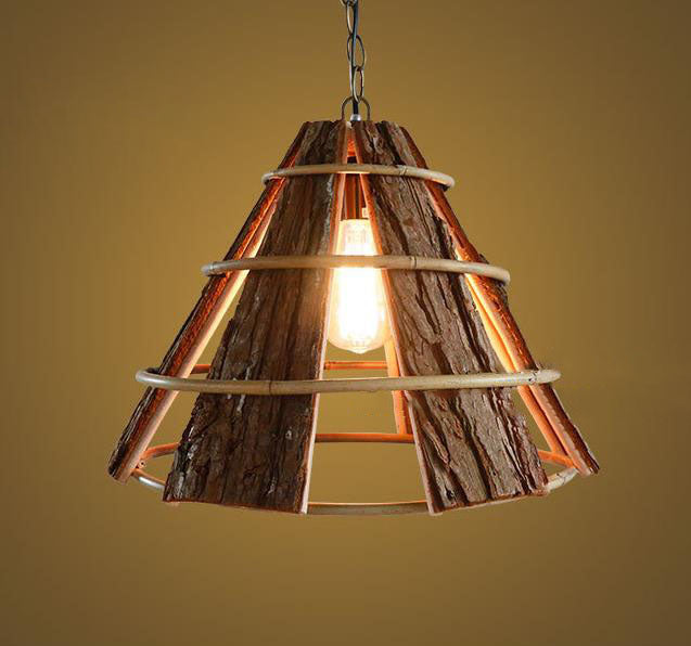 Moderne kreative minimalistische Rattan Grobe Rinde Horn 1-Licht Pendelleuchte 