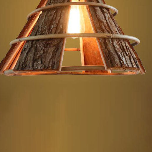 Moderne kreative minimalistische Rattan Grobe Rinde Horn 1-Licht Pendelleuchte 