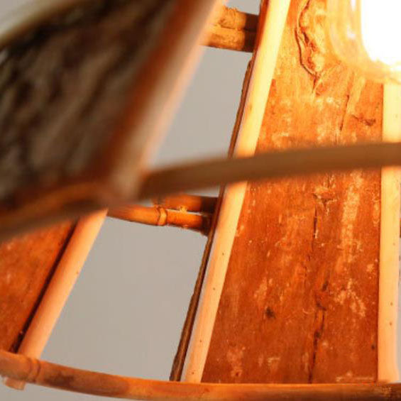 Moderne kreative minimalistische Rattan Grobe Rinde Horn 1-Licht Pendelleuchte 