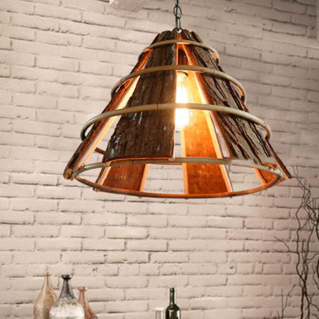 Moderne kreative minimalistische Rattan Grobe Rinde Horn 1-Licht Pendelleuchte 