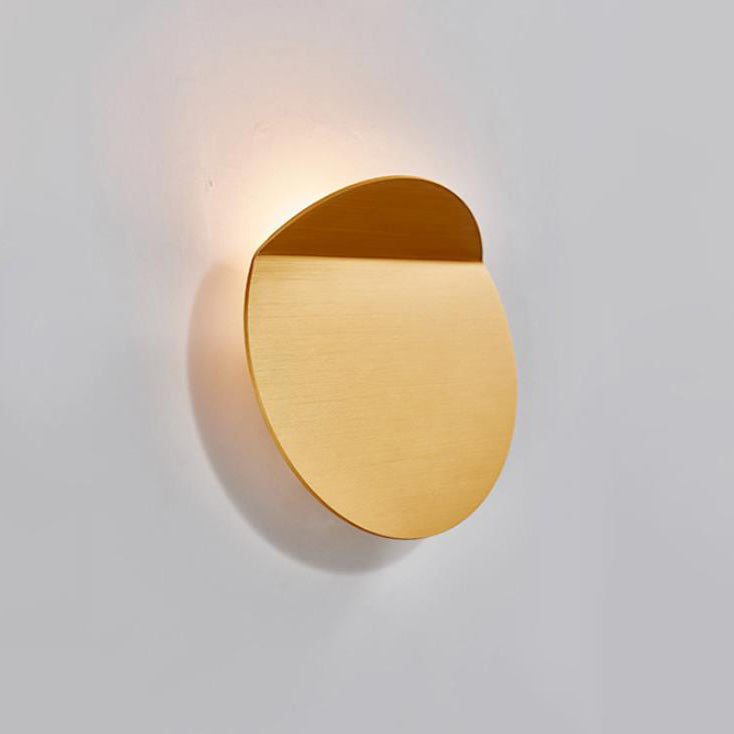 Danish Minimalist Brushed Aluminum Folded Disc LED Wall Sconce Lamp