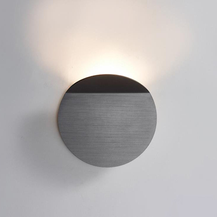 Danish Minimalist Brushed Aluminum Folded Disc LED Wall Sconce Lamp