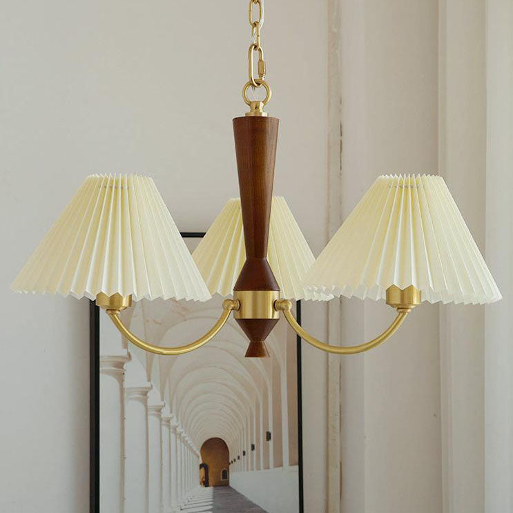 Zeitgenössischer nordischer Retro-Kronleuchter aus Vollkupfer mit Falten, 3/5-Licht für das Wohnzimmer 