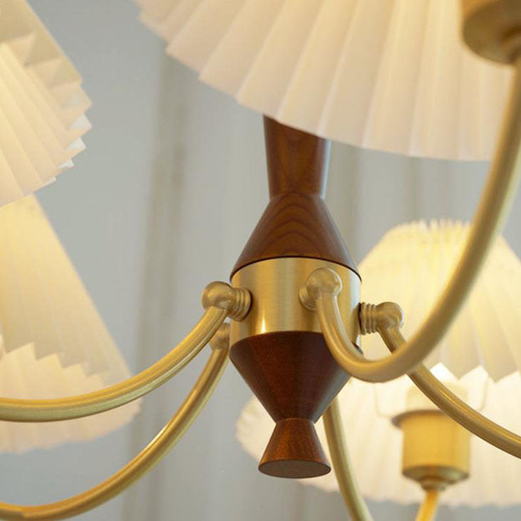 Zeitgenössischer nordischer Retro-Kronleuchter aus Vollkupfer mit Falten, 3/5-Licht für das Wohnzimmer 