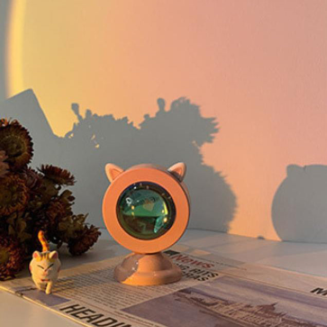 Zeitgenössische kreative rosa Katzenohr-Form LED USB Umgebungslicht Tischlampe für Schlafzimmer 