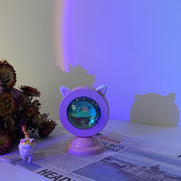 مصباح طاولة LED على شكل أذن قطة وردية إبداعية معاصرة USB لإضاءة الأجواء لغرفة النوم 