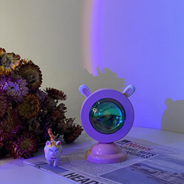Zeitgenössische kreative rosa Katzenohr-Form LED USB Umgebungslicht Tischlampe für Schlafzimmer 