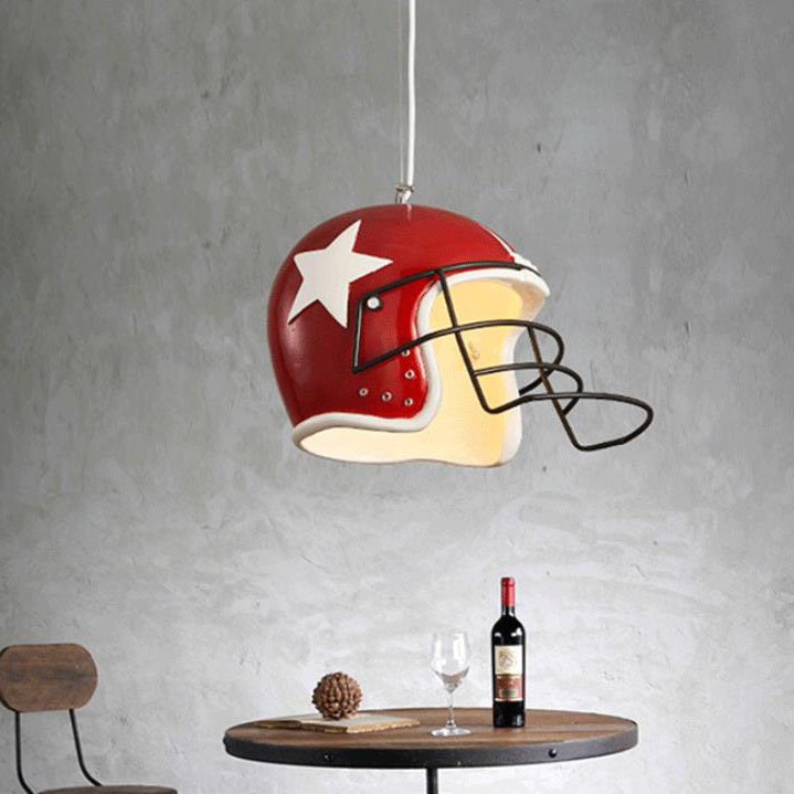 Moderne kreative Eisenharz-Helmform 1-Licht-Pendelleuchte für das Wohnzimmer 