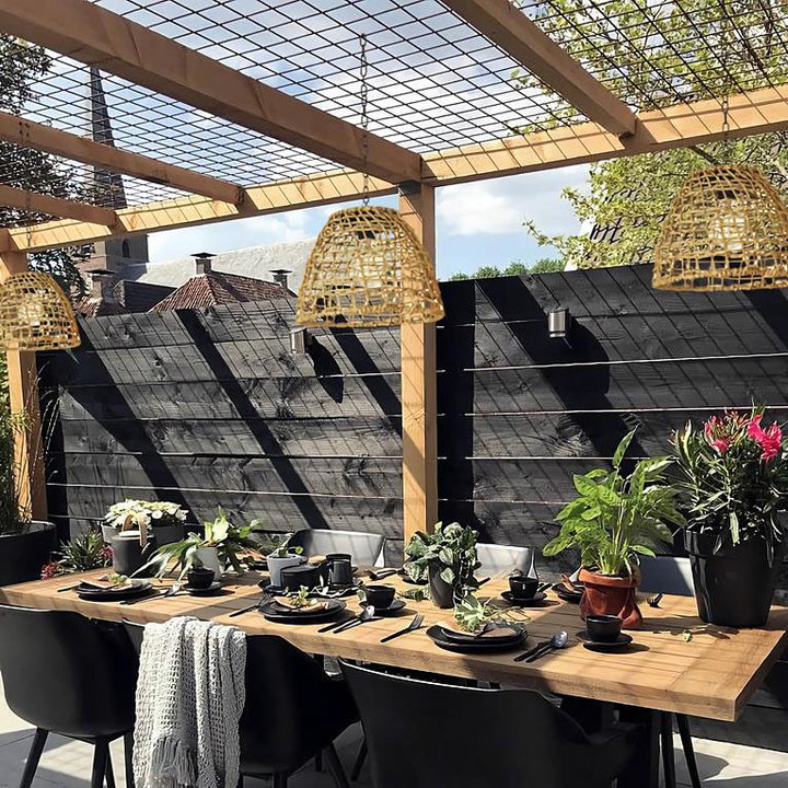 Traditionelle rustikale Eisen-Netz-Rattan-Webkäfig-LED-Solar-Wasserdichte Pendelleuchte für den Außenbereich 