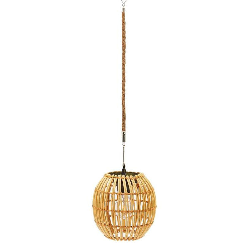 Lámpara colgante impermeable LED solar con jaula de tejido de ratán vintage tradicional para patio exterior 