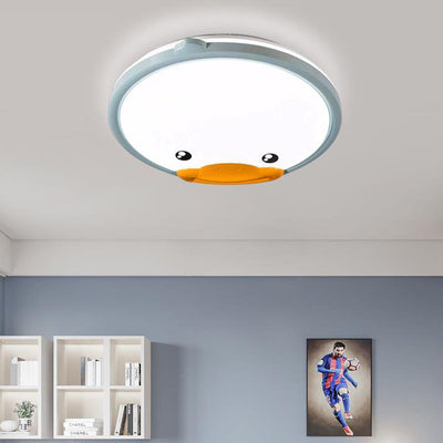 Creative Adorable Duck Totoro Acrylic Round LED Kids Flush Mount Ceiling Light