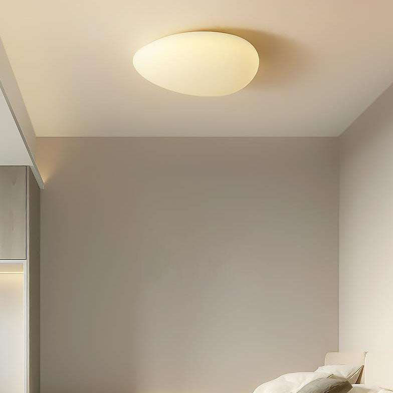 Nordic Minimalist Cobblestone PE Lampshade LED Flush Mount Ceiling Light