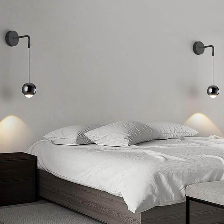 Modern Minimalist Round Ball Aluminum Glass LED Wall Sconce Lamp For Bedroom