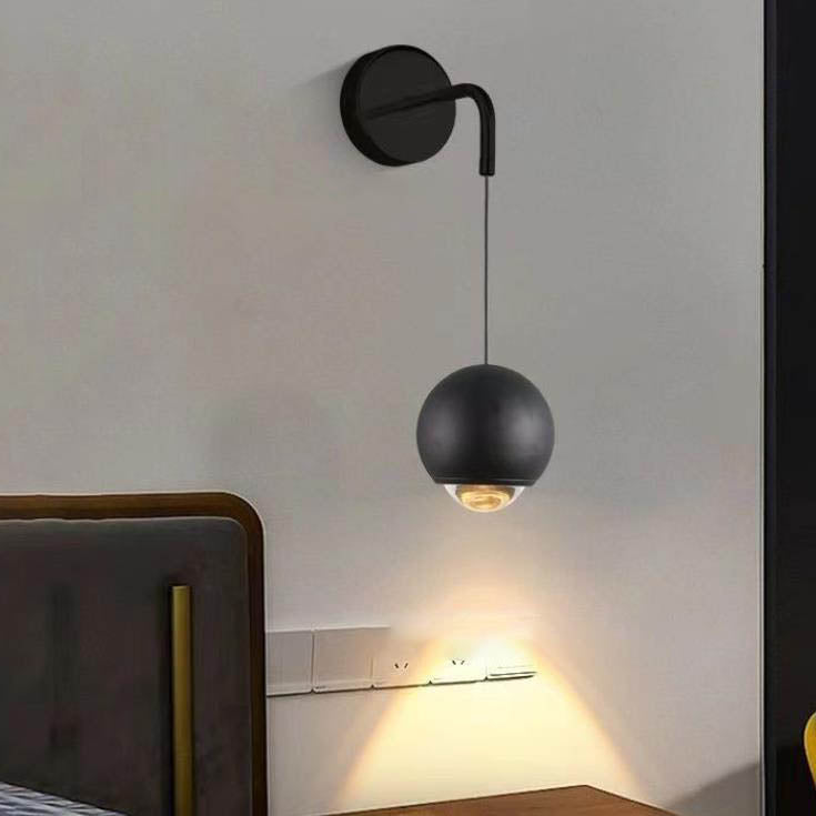 مصباح حائط LED كروي حديث بسيط من الألومنيوم والزجاج لغرفة النوم 
