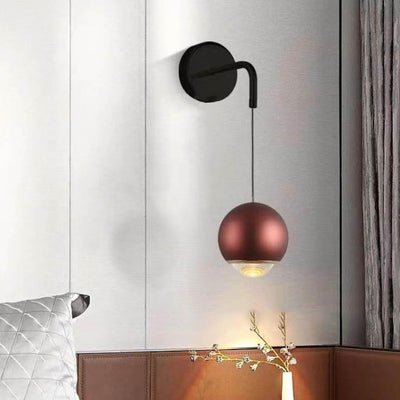 مصباح حائط LED كروي حديث بسيط من الألومنيوم والزجاج لغرفة النوم 