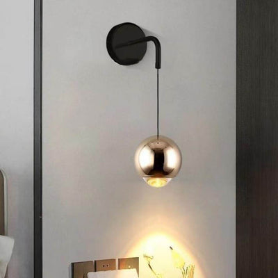 مصباح حائط LED كروي حديث بسيط من الألومنيوم والزجاج لغرفة النوم 