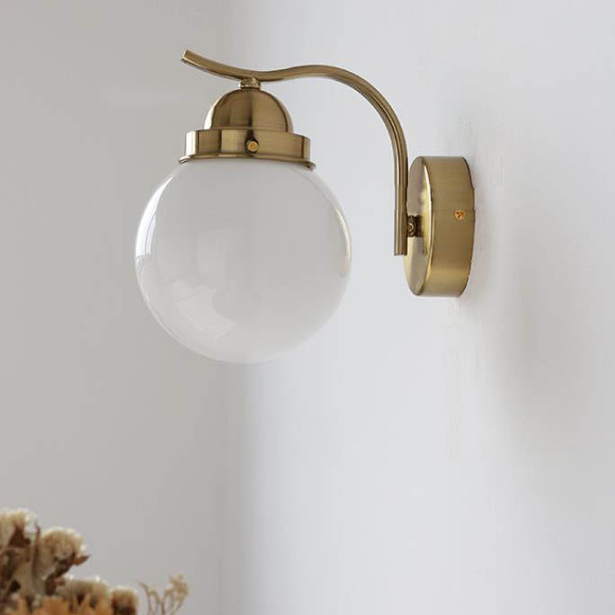Lámpara Aplique de Pared de 1 Luz con Bola de Vidrio de Simplicidad Moderna para Sala de Estar 