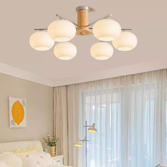 Candelabro de 3/5/6/8 luces con rayas de vidrio y herrajes de madera de simplicidad moderna para sala de estar 