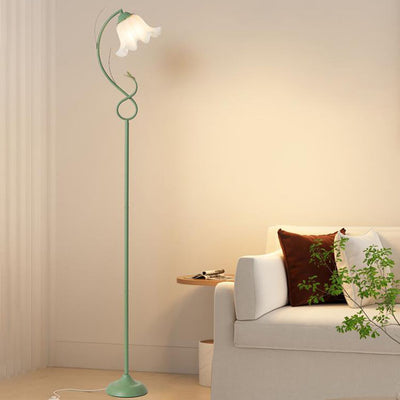 Contemporary Creative Wrought Iron Acrylic Flower 1-Light Standing Floor Lamp For Bedroom