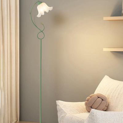 Contemporary Creative Wrought Iron Acrylic Flower 1-Light Standing Floor Lamp For Bedroom