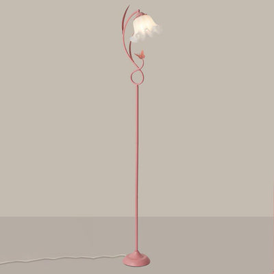 Contemporary Creative Wrought Iron Acrylic Flower 1-Light Standing Floor Lamp For Bedroom