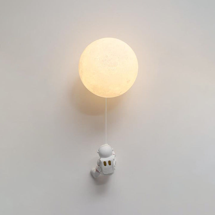 Contemporary Creative Orb Astronaut Iron Resin 1-Light Wall Sconce Lamp For Bedroom