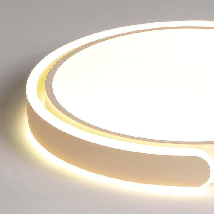 Plafonnier LED rond en aluminium et acrylique à monture affleurante pour chambre à coucher de style moderne et simple 