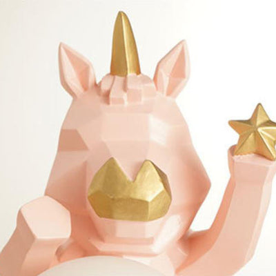Contemporary Creative Resin Unicorn Glass Shade 1-Light Kids Table Lamp For Bedroom