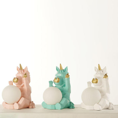 Zeitgenössische kreative Harz-Einhorn-Glaslampe 1-Licht Kinder-Tischlampe für das Schlafzimmer 