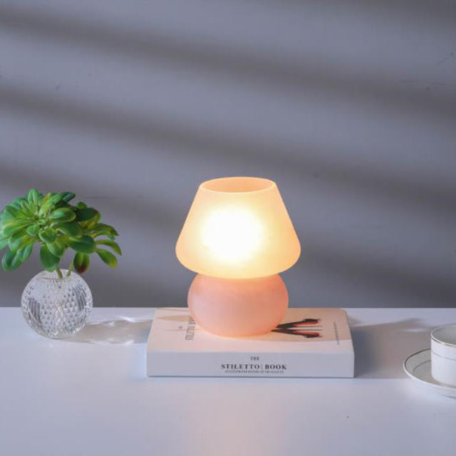 Moderne Einfachheit Glas Pilz 1-Licht Tischlampe für das Schlafzimmer 